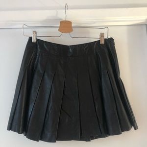 ALICE & OLIVIA real black leather pleated skirt